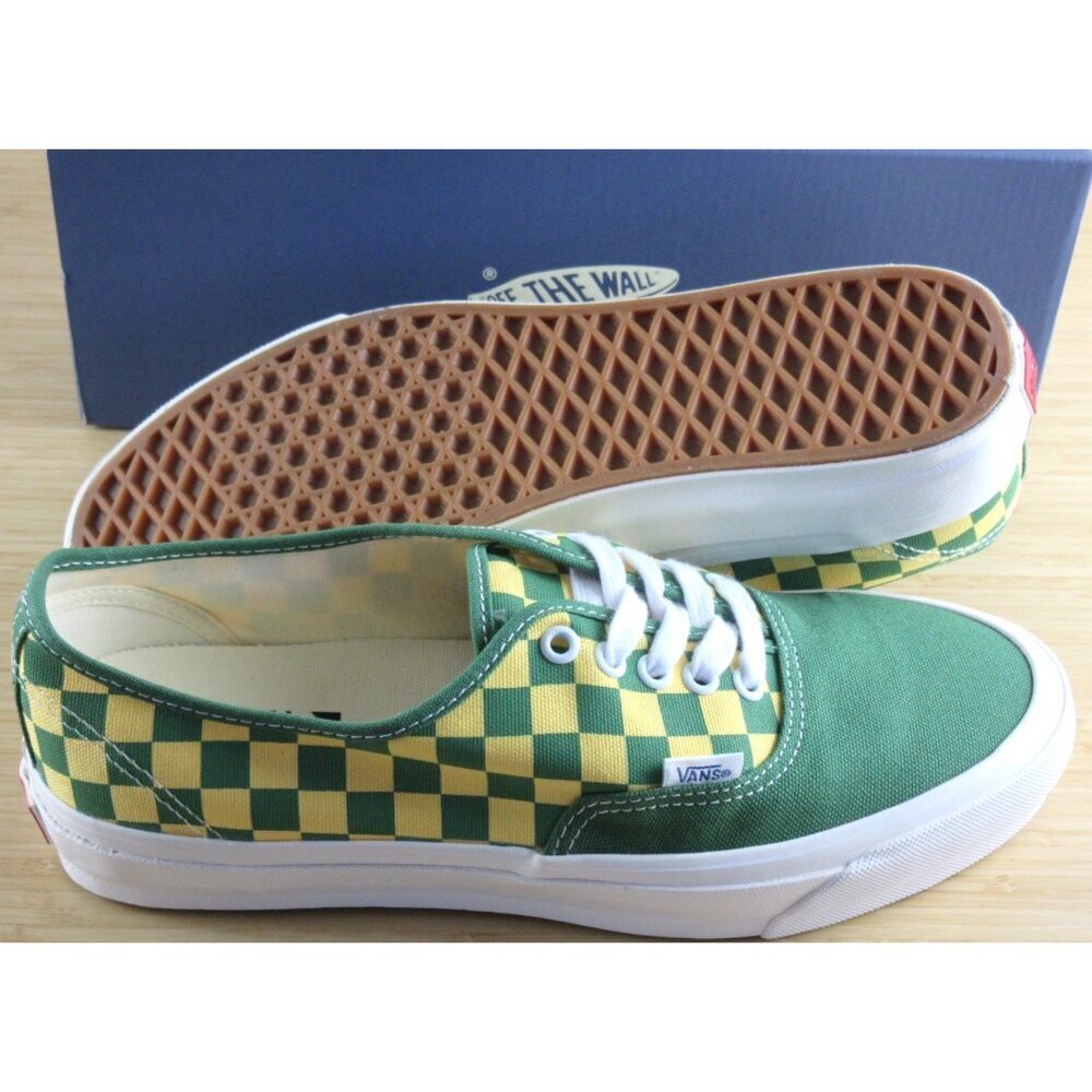 Vans Men's Lx Authentic 44 Checkerboard Fairway Green Yellow shoes Sizes NIB - Picture 2 of 7
